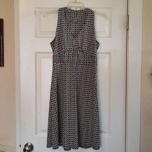 ANN TAYLOR Mid Length Black Tan Print Sleeveless Cocktail Dress